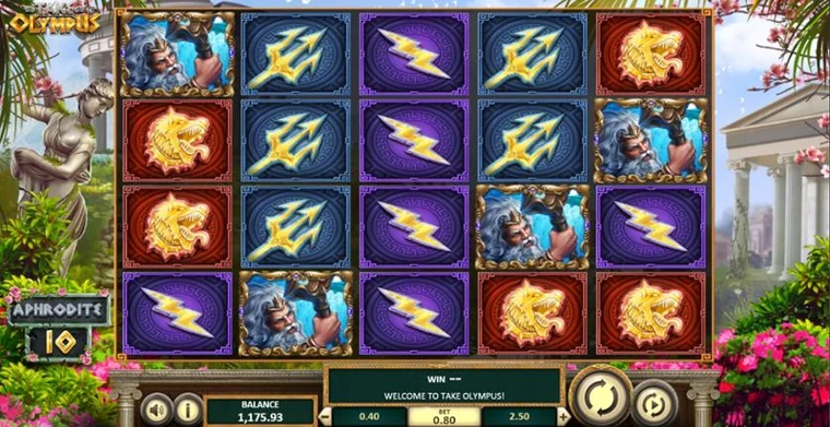 Schermata della slot Take Olympus di Betsoft
